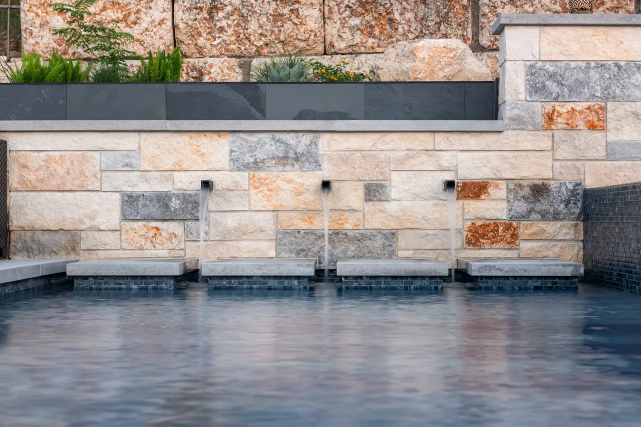 Limestone Terrace — Geometric pool with raised spa in Austin, TX by GB IV Designs (photo 6)