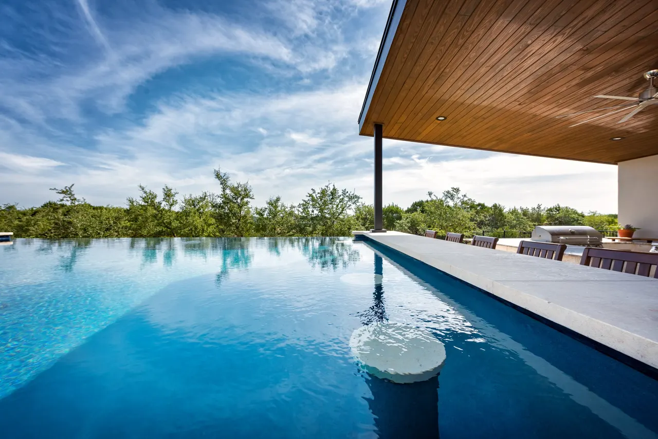 Pavilion Plunge — Geometric pool & pavilion in Travis County, TX by GB IV Designs (photo 6)