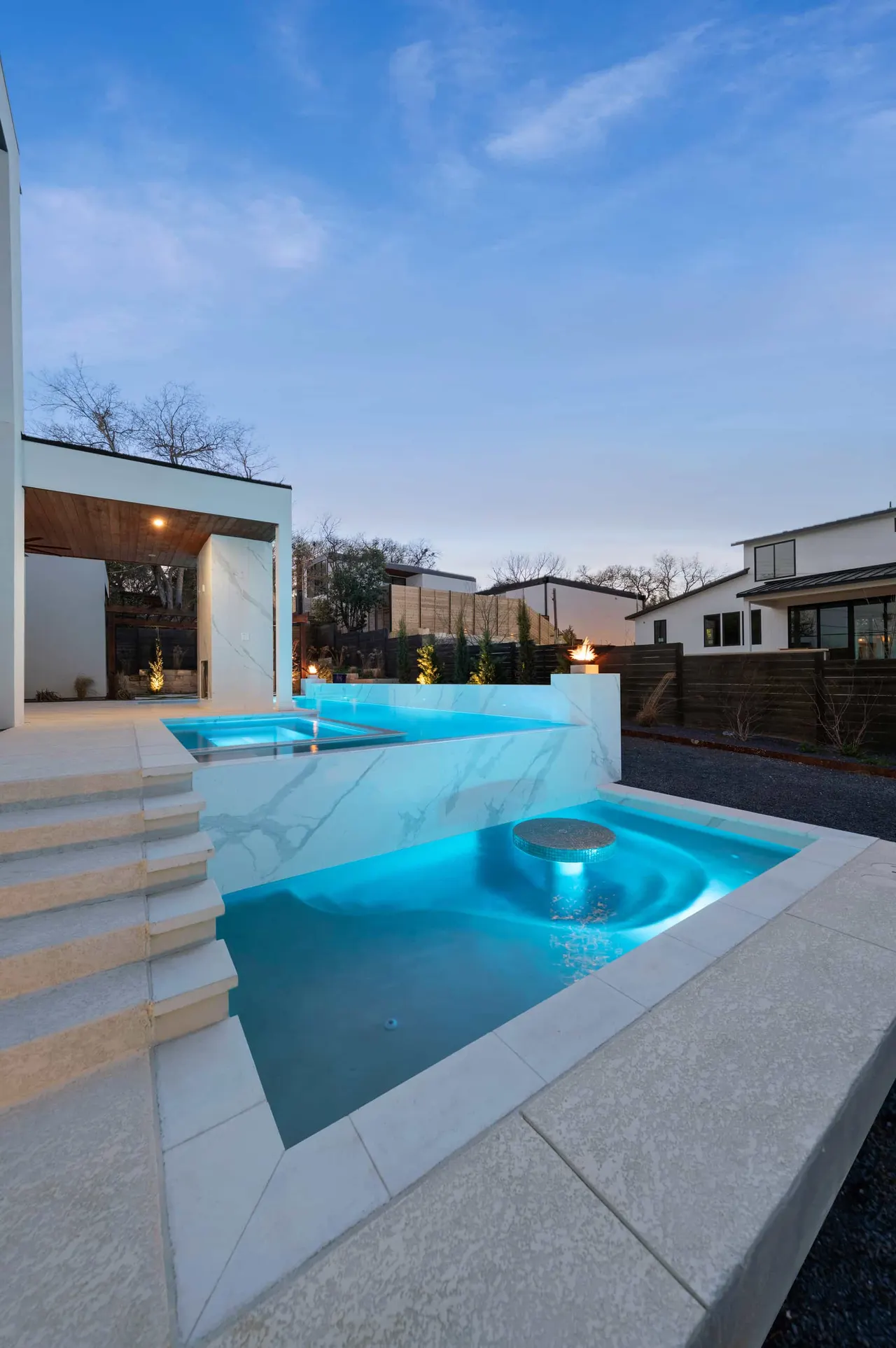 Porcelain Modern — Raised pool & outdoor living in Austin, TX by GB IV Designs (photo 17)