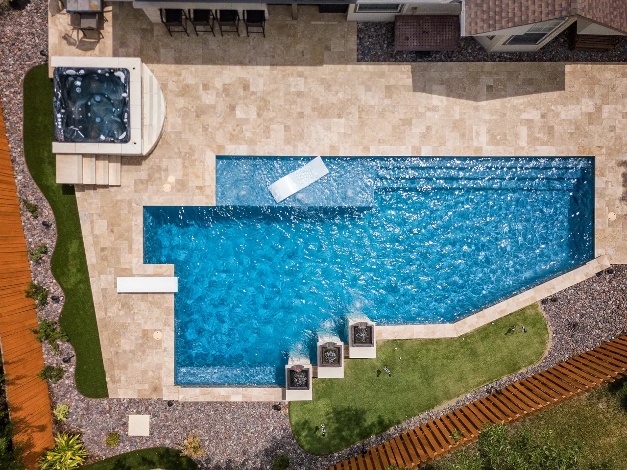 Travertine Lap — Lap pool & spa in Bee Cave, TX by GB IV Designs (photo 6)
